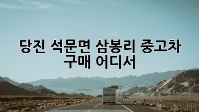 당진 석문면 삼봉리 중고차 구매, 어디서?